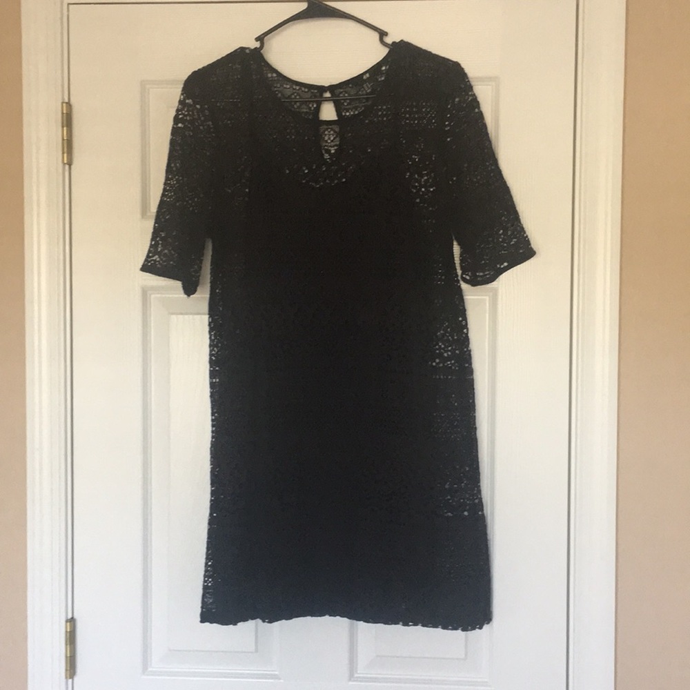 2 piece black lace dress